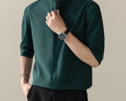 冰絲五分袖襯衫