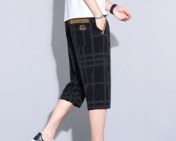 薄款格子七分褲