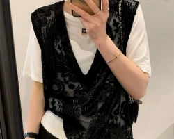 法式蕾絲紗馬甲