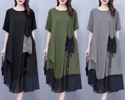 復古拼接連衣裙